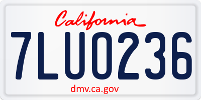CA license plate 7LUO236