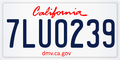 CA license plate 7LUO239