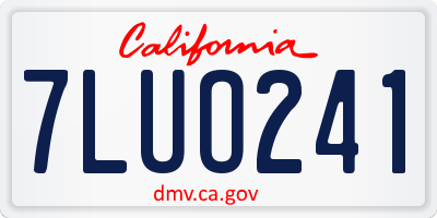 CA license plate 7LUO241