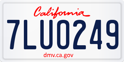 CA license plate 7LUO249