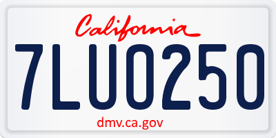 CA license plate 7LUO250