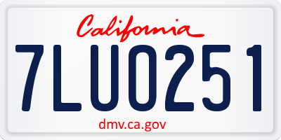 CA license plate 7LUO251