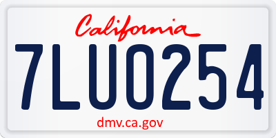 CA license plate 7LUO254