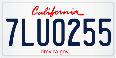 CA license plate 7LUO255