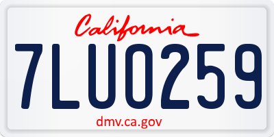 CA license plate 7LUO259