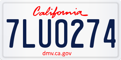 CA license plate 7LUO274