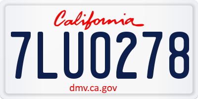CA license plate 7LUO278