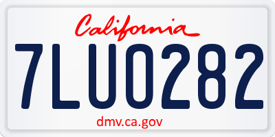 CA license plate 7LUO282