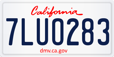 CA license plate 7LUO283