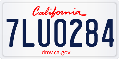 CA license plate 7LUO284