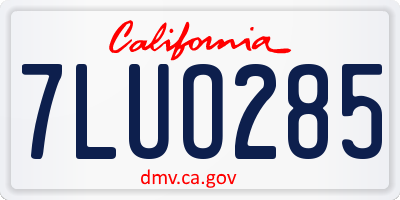 CA license plate 7LUO285