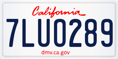 CA license plate 7LUO289