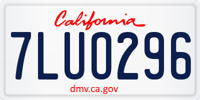 CA license plate 7LUO296