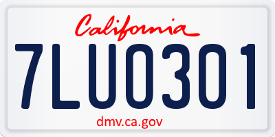 CA license plate 7LUO301