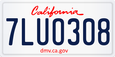 CA license plate 7LUO308