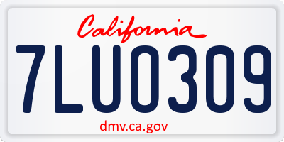 CA license plate 7LUO309