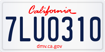 CA license plate 7LUO310