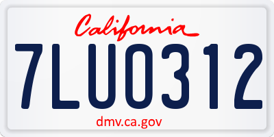 CA license plate 7LUO312