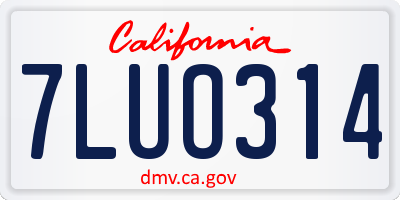 CA license plate 7LUO314