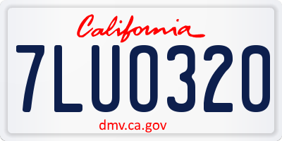 CA license plate 7LUO320