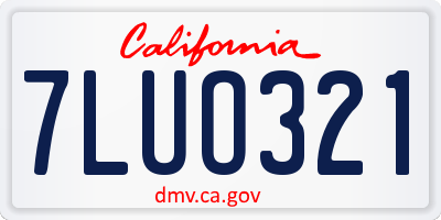 CA license plate 7LUO321