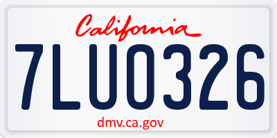 CA license plate 7LUO326