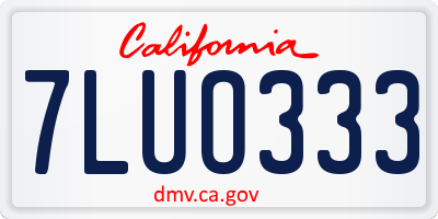 CA license plate 7LUO333