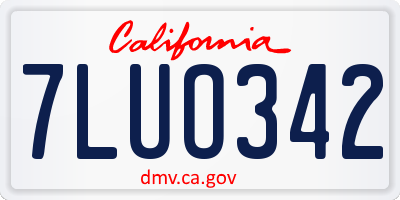 CA license plate 7LUO342