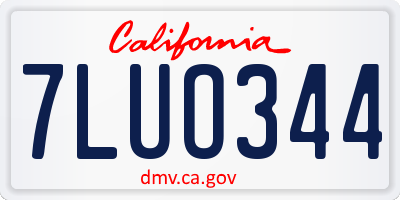CA license plate 7LUO344