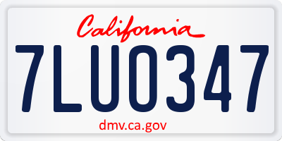CA license plate 7LUO347