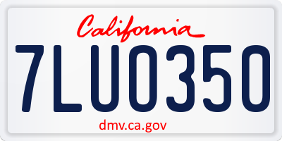 CA license plate 7LUO350
