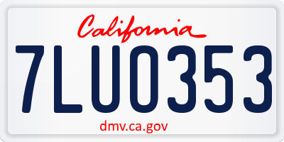 CA license plate 7LUO353