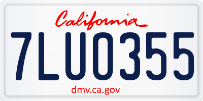 CA license plate 7LUO355