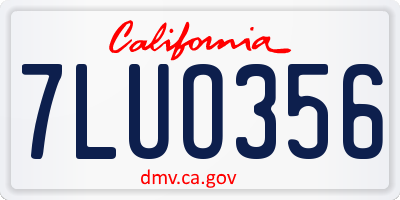 CA license plate 7LUO356