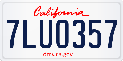 CA license plate 7LUO357