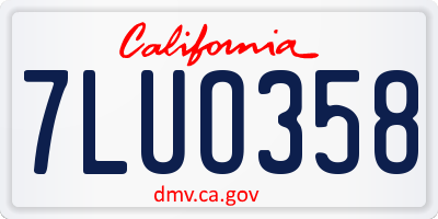 CA license plate 7LUO358