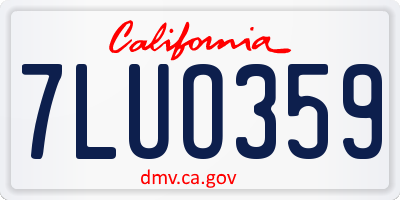 CA license plate 7LUO359