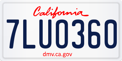 CA license plate 7LUO360