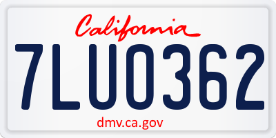 CA license plate 7LUO362
