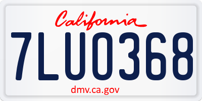 CA license plate 7LUO368
