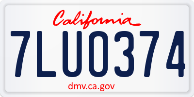CA license plate 7LUO374