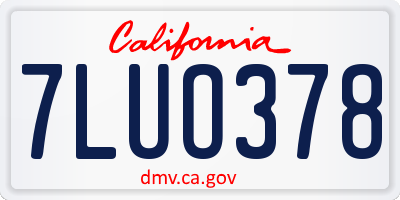 CA license plate 7LUO378