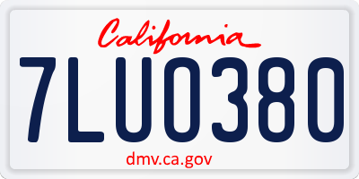 CA license plate 7LUO380