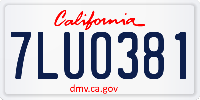 CA license plate 7LUO381
