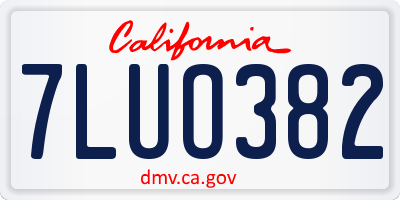 CA license plate 7LUO382