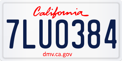 CA license plate 7LUO384