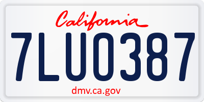 CA license plate 7LUO387