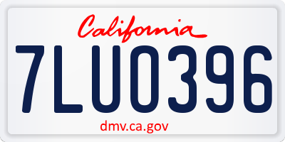 CA license plate 7LUO396