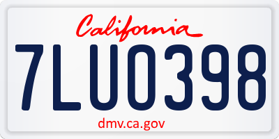 CA license plate 7LUO398