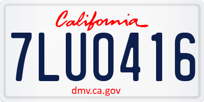 CA license plate 7LUO416